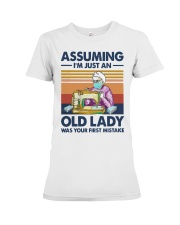 Vintage Sewing Masks Assuming Im Just Old Shirt Premium Fit Ladies Tee thumbnail