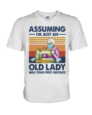 Vintage Sewing Masks Assuming Im Just Old Shirt V-Neck T-Shirt thumbnail