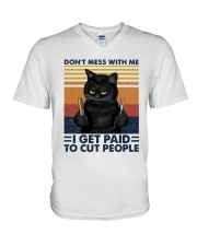 Vintage Cat Dont Mess With Me I Get Paid Shirt V-Neck T-Shirt thumbnail