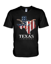 American Flag Texas Longhorn Shirt V-Neck T-Shirt thumbnail