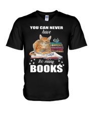 Cat You Can Never Have Too Many Books Shirt V-Neck T-Shirt tile