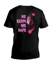 Wolf He Keeps Me Safe Shirt V-Neck T-Shirt thumbnail