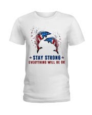 Flag Dolphin Stay Strong Everything Ok Shirt Ladies T-Shirt thumbnail