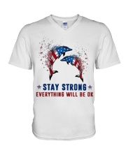 Flag Dolphin Stay Strong Everything Ok Shirt V-Neck T-Shirt thumbnail