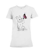 Happy Frenchie Touching Color Butterfly Shirt Premium Fit Ladies Tee tile