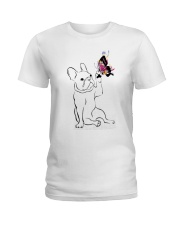 Happy Frenchie Touching Color Butterfly Shirt Ladies T-Shirt tile