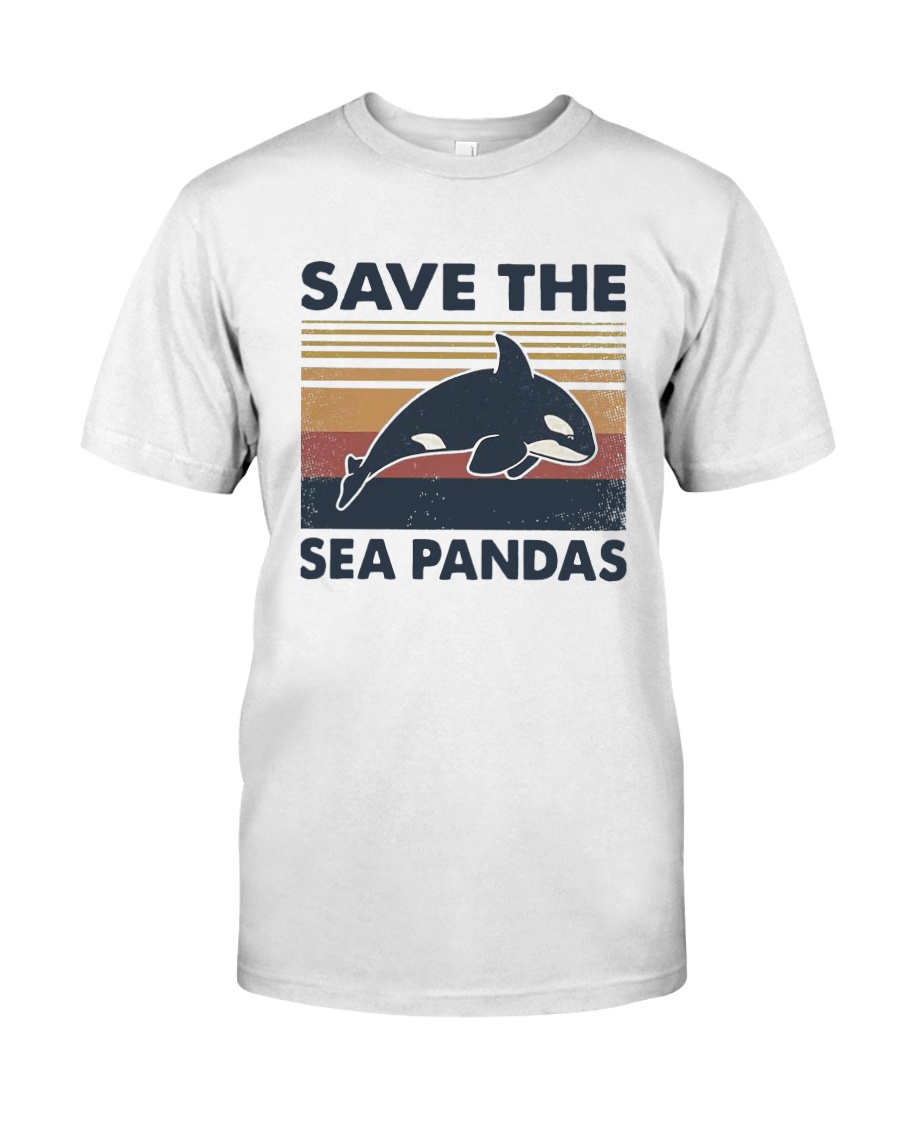 Vintage Dolphin Save The Sea Pandas Shirt Classic T-Shirt