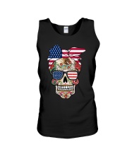 Mexican Sugar Skull American Flag Bow and Glasses Unisex Tank thumbnail