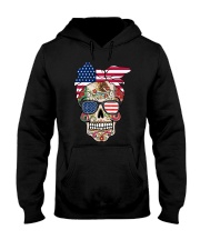 Mexican Sugar Skull American Flag Bow and Glasses Hooded Sweatshirt front