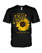 Sunflower Accept Understand Love Autism Shirt V-Neck T-Shirt thumbnail