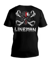 Thin Red Line Lineman American Flag V-Neck T-Shirt thumbnail