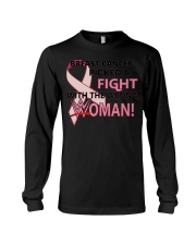 BREAST CANCER PICKED A FIGHT WITH THE WRONG WOMAN Long Sleeve Tee thumbnail