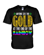 LuckyAnyone Gold Rainbow StPatricks V-Neck T-Shirt thumbnail