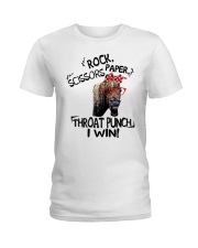 rock scissors paper throat punch i win Ladies T-Shirt tile