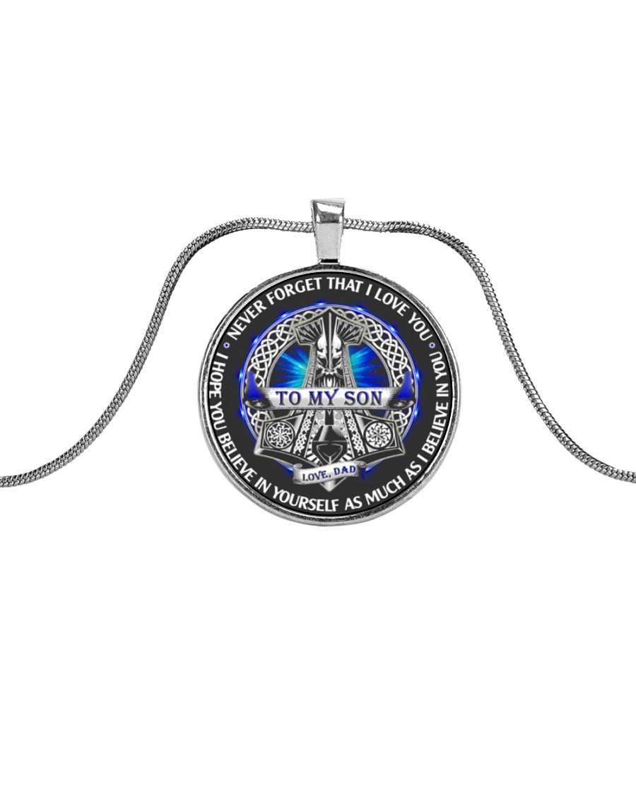 Viking To My Son T-shirt Metallic Circle Necklace
