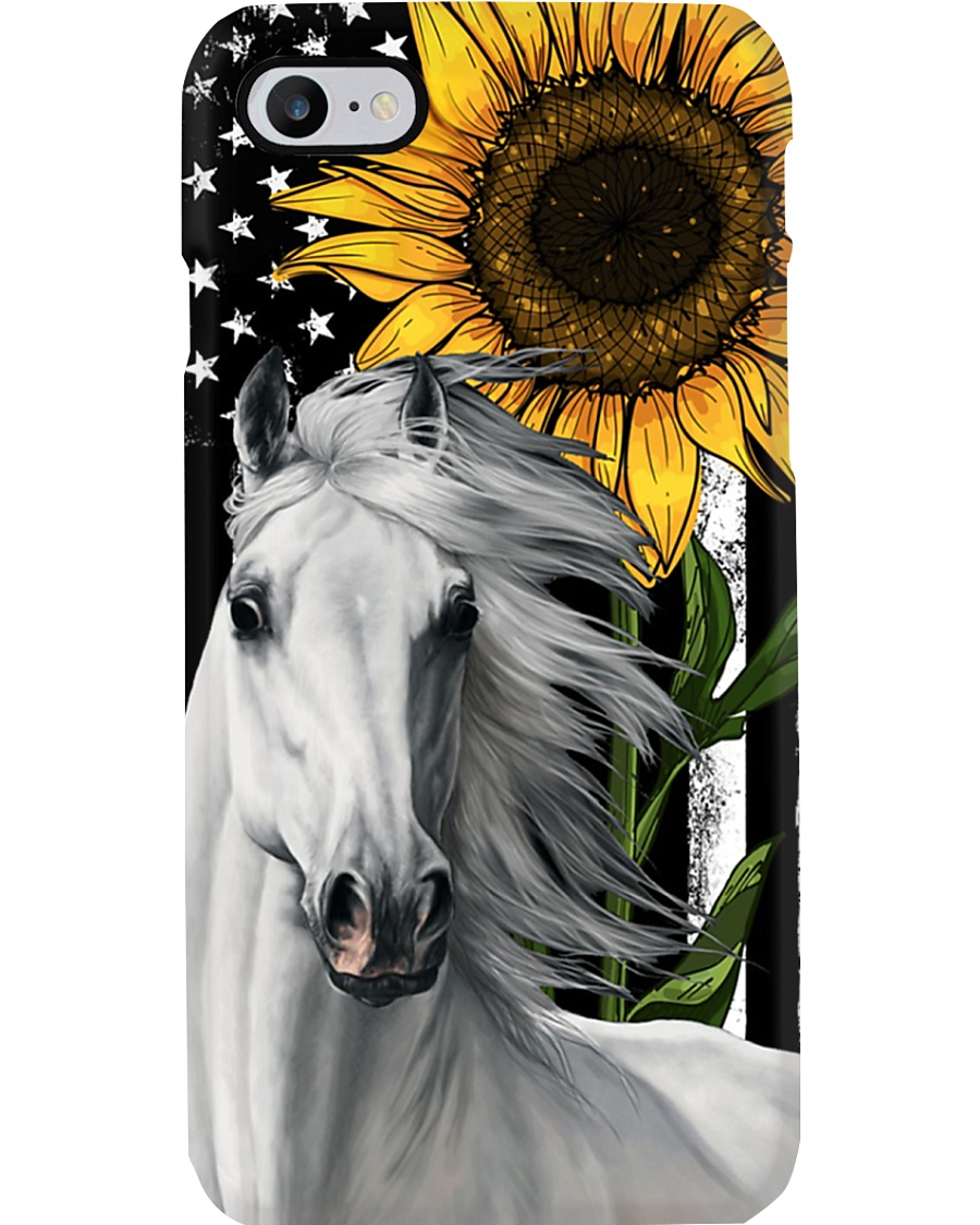 American Flag Sunflower Horse Phone Case