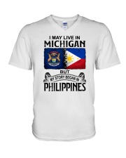 LIVE IN MICHIGAN BEGAN IN PHILIPPINES V-Neck T-Shirt thumbnail