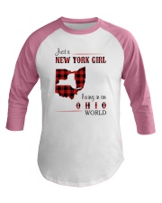 NEW YORK GIRL LIVING IN OHIO WORLD Baseball Tee thumbnail
