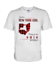 NEW YORK GIRL LIVING IN OHIO WORLD V-Neck T-Shirt thumbnail