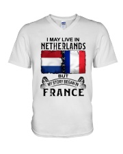 LIVE IN NETHERLANDS BEGAN IN FRANCE V-Neck T-Shirt tile