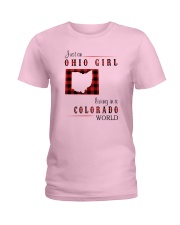 OHIO GIRL LIVING IN COLORADO WORLD Ladies T-Shirt thumbnail