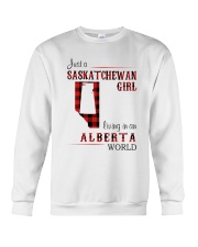 SASKATCHEWAN GIRL LIVING IN ALBERTA WORLD Crewneck Sweatshirt thumbnail