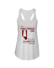 SASKATCHEWAN GIRL LIVING IN ALBERTA WORLD Ladies Flowy Tank thumbnail