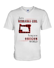NEBRASKA GIRL LIVING IN ORGEON WORLD V-Neck T-Shirt thumbnail