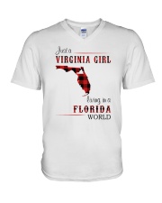VIRGINIA GIRL LIVING IN FLORIDA WORLD V-Neck T-Shirt thumbnail