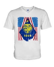 Oregon Flag In America V-Neck T-Shirt tile