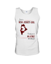 JERSEY GIRL LIVING IN MAINE WORLD Unisex Tank tile