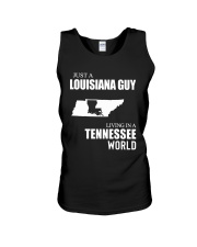 JUST A LOUISIANA GUY LIVING IN TENNESSEE WORLD Unisex Tank tile
