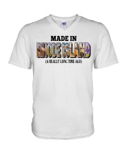 Made In Rhode Island A Really Long Time Ago V-Neck T-Shirt tile