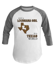LOUISIANA GIRL IN TEXAS WORLD LEOPARD Baseball Tee tile
