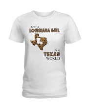LOUISIANA GIRL IN TEXAS WORLD LEOPARD Ladies T-Shirt tile
