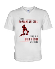 ROMANIAN GIRL LIVING IN BRITISH WORLD V-Neck T-Shirt thumbnail