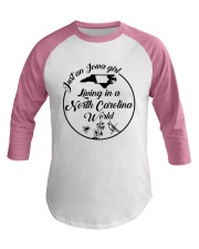 JUST AN IOWA GIRL LIVING IN A NORTH CAROLINA WORLD Baseball Tee thumbnail