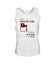 OREGON GIRL LIVING IN UTAH WORLD Unisex Tank thumbnail