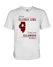 ALASKA GIRL LIVING IN ILLINOIS WORLD V-Neck T-Shirt thumbnail