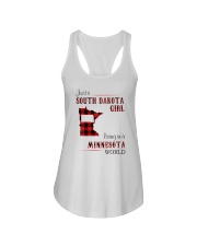 SOUTH DAKOTA GIRL LIVING IN MINNESOTA WORLD Ladies Flowy Tank tile