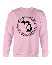 MISSISSIPPI GIRL LIVING IN MICHIGAN WORLD Crewneck Sweatshirt thumbnail