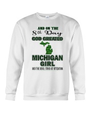 God Created Michigan Girl Crewneck Sweatshirt tile