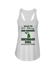 God Created Michigan Girl Ladies Flowy Tank tile