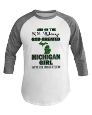 God Created Michigan Girl Baseball Tee tile