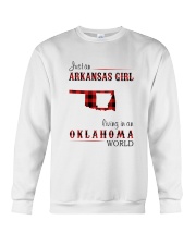 ARKANSAS GIRL LIVING IN OKLAHOMA WORLD Crewneck Sweatshirt thumbnail