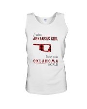 ARKANSAS GIRL LIVING IN OKLAHOMA WORLD Unisex Tank thumbnail