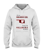 ARKANSAS GIRL LIVING IN OKLAHOMA WORLD Hooded Sweatshirt thumbnail