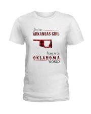 ARKANSAS GIRL LIVING IN OKLAHOMA WORLD Ladies T-Shirt thumbnail