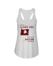ALASKA GIRL LIVING IN OREGON WORLD Ladies Flowy Tank tile