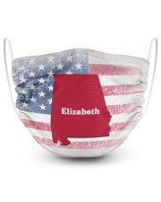 America Background With Alabama Custom Your Name 2 Layer Face Mask - Single front